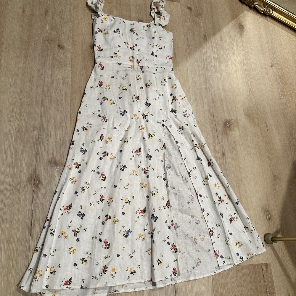 Reformation White Floral Linen Dress - Like New